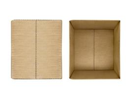 Caja de cartón aislado sobre fondo blanco. foto