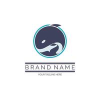 whale circle logo design template vector for brand or company and other