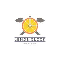 lemon fruit clock logo template design for brand or company and other vector