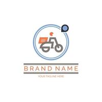 Motorcycle delivery courier logo template design for brand or company and other vector
