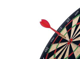 Colorful darts hitting a target, isolated on white photo