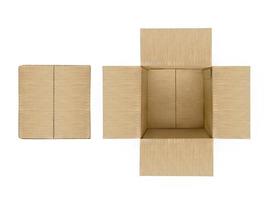 blank packaging boxes - open mockup, isolated on white background photo