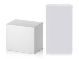 blank packaging white cardboard box isolated on white background ready for packaging design photo