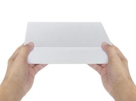 Box in hand on white background isolation photo