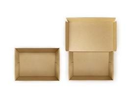 blank packaging boxes - open mockup, isolated on white background photo