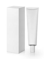 embalaje en blanco y tubo de aluminio para productos de crema aislado sobre fondo blanco foto
