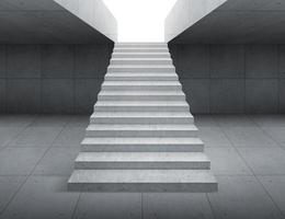 escalera moderna en interior de hormigón, renderizado 3d foto