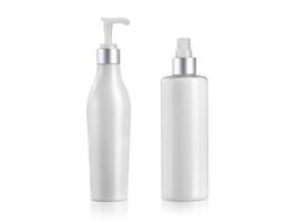 Spray bottles and Dispenser Pump Bottle isolated on white background photo