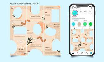 Pastel abstract instagram feed or post template with smartphone vector
