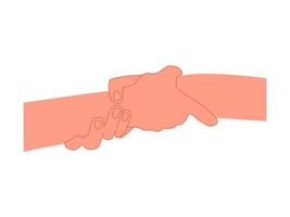 Hands holding each other. Vector illustration isolated on white background