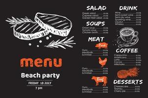 Menu Design template, hand-drawn illustration. Vector. vector