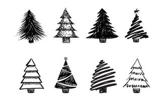 Christmas tree hand drawn illustrations. Vector. vector