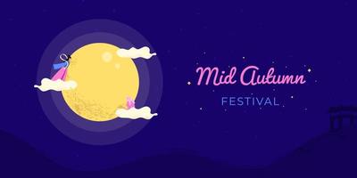 Flat design mid autumn festival banner vector