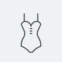Swimming suit line icon. Cloth for summer and beach. One piece Swimwear. Vector graphics