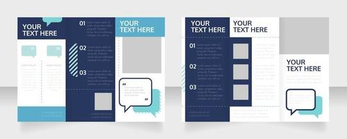 Social media targeting education trifold brochure template design. Zig-zag folded leaflet set with copy space for text. Editable 3 panel flyers vector