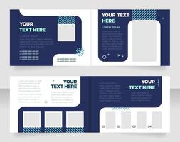 Business administration course bifold brochure template design. Half fold booklet mockup set with copy space for text. Editable 2 paper page leaflets