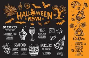 Restaurant cafe menu, template design, Halloween menu, Food flyer.