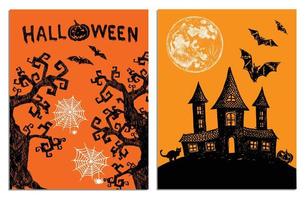 Halloween symbols hand drawn illustrations. vector