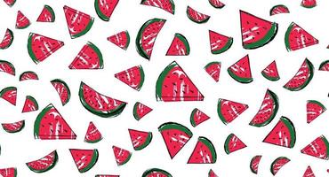 Doodle Watermelon background pattern. Hand drawn vector illustration.