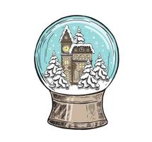 Snow globe hand drawn illustration, vector. vector