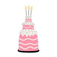 Birthday  cake with candles hand drawn flat illustration