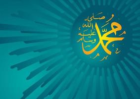 Arabic and islamic calligraphy of the prophet Muhammad peace be upon him traditional and modern islamic art can be used for many topics like Mawlid, El Nabawi . Translation the prophet Muhammad vector