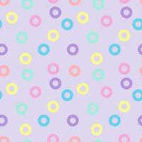 color pastel color pastel pequeño donut círculo patrón fondo transparente sobre fondo púrpura vector