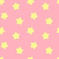 Seamless background with yellow stars pattern on pastel pink background. vector