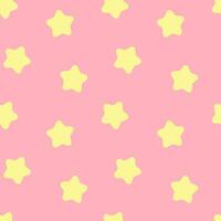 Seamless background with yellow stars pattern on pastel pink background. vector