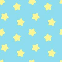 Seamless background with yellow stars pattern on a pastel tone blue background. vector