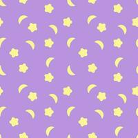 stars and moon seamless background on pastel color background vector