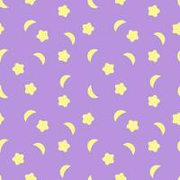 stars and moon seamless background on pastel color background vector