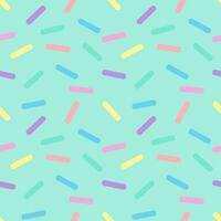 Seamless background with striped toppings sprinkled on pastel green background. vector