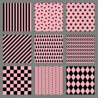 bundle seamless background black pink background geometric pattern vector