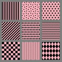 bundle seamless background black pink background geometric pattern vector