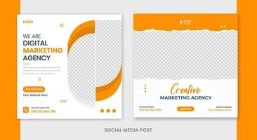 Professional corporate social media post design, business post template, Square corporate banner with brush effect vector