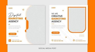 Creative corporate social media post design template, professional business post template, digital marketing banner set vector