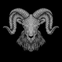 ilustración cabeza de cabra sobre fondo negro vector