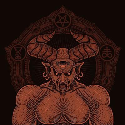 illustration badass demon with circle mandala