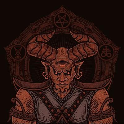 illustration badass demon with circle mandala