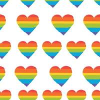 corazones lgbt de patrones sin fisuras. corazón del arco iris mes del orgullo símbolo de la cultura lgbt. ilustración vectorial aislada sobre fondo blanco. vector