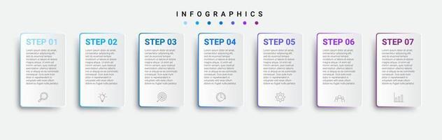 diseño infográfico de línea de tiempo con iconos y 7 opciones o pasos. infografías para empresas vector