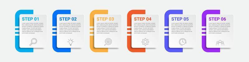 timeline infographic design with icons and 6 options or steps vector