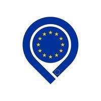european union flag map pin icon. vector illustration isolated on white background