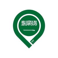 saudi arabia flag map pin icon. vector illustration isolated on white background