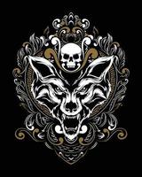 wolf artwork illustration and t shirt design Premium Vector