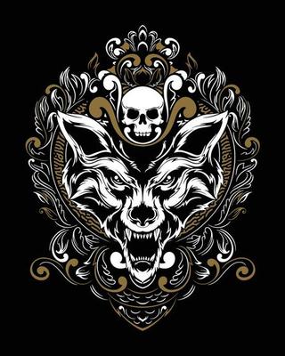 wolf artwork illustration and t shirt design Premium Vector