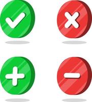 Approve and decline button icons. Yes and no icons. Plus and minus icons.