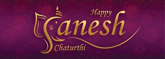 feliz festival de ganesh chaturthi con ilustración de ganesha de señor dorado con elementos indios sobre fondo de color de papel vector
