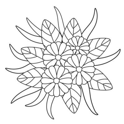 Beautiful Hand Draw Gerbera Flower Drawing in Black and White for Adult Coloring Book.
